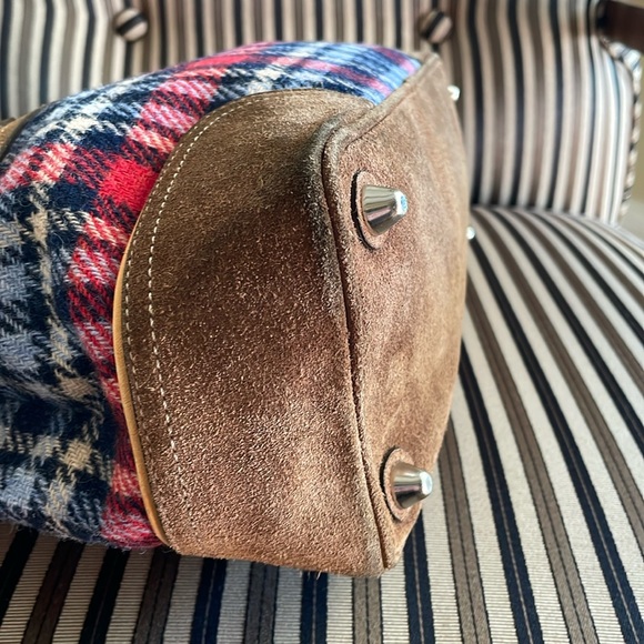 Vintage Coach Hamptons Tartan Wool Plaid & Suede carryall 9521 W/ COIN PURSE - Picture 7 of 15